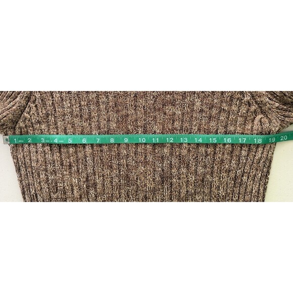 Women’s Brown Ribbed Knit Turtleneck Sweater Classic Cozy Fall Winter Size Lg - Picture 7 of 8